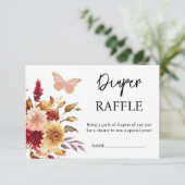 Bloemen Luier Raffle Herfst Baby shower Informatiekaartje (Staand voorkant)