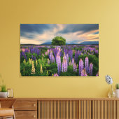 Bloemen | Lupine Field in Nieuw-Zeeland Canvas Afdruk (Insitu (Woonkamer))