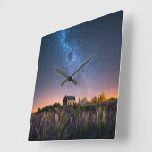 Bloemen | Lupines Blooming Lake Tekapo Nieuw-Zeela Vierkante Klok (Hoek)