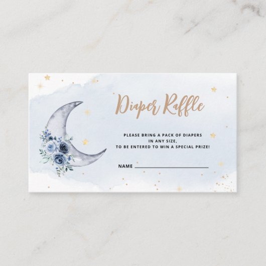 Bloemen Maan Blauwe Luier Raffle Informatiekaartje (Voorkant)