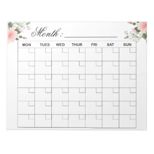 Bloemen - Maandelijkse kalender Planner Notitieblok
