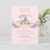 Bloemen Magische Prinses Kasteel Uitnodiging (Staand voorkant)
