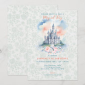 Bloemen Magische Prinses Kasteel Uitnodiging (Voorkant / Achterkant)