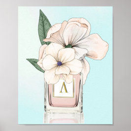 Bloemen Magnolia Elegant Perfume Fles Monogram Poster