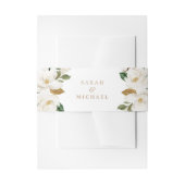 Bloemen Magnolia Neutrale Beige Bruiloft Elegant Uitnodigingen Wikkel (Voorkant Voorbeeld)