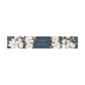 Bloemen Magnolia Neutrale Beige Navy Bruiloft Eleg Uitnodigingen Wikkel (Vlak)