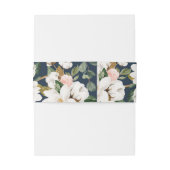 Bloemen Magnolia Neutrale Beige Navy Bruiloft Eleg Uitnodigingen Wikkel (Achterkant Voorbeeld)