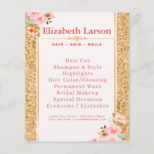 Bloemen make-up artiest schoonheid haar salon flyer