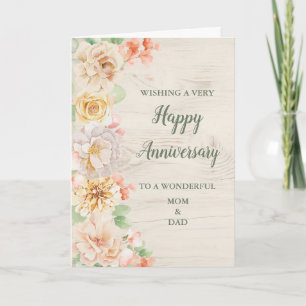 Bloemen mama en papa Jubileum Kaart
