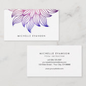 Bloemen Mandala Blauw en Paarse Waterverf Boho Visitekaartje (Voorkant / Achterkant)