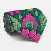 Bloemen Mandala Bloesems roze groen Stropdas (Opgerold)