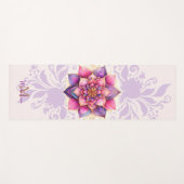 Bloemen Mandala Goud Paarse Elegante Naam Monogram Yogamat (Voorkant (horizontaal))