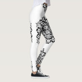 Bloemen Mandala in zwart en wit Leggings (Rechts)