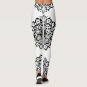 Bloemen Mandala in zwart en wit Leggings (Achterkant)