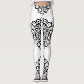 Bloemen Mandala in zwart en wit Leggings (Voorkant)