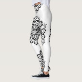 Bloemen Mandala in zwart en wit Leggings (Links)