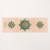 Bloemen Mandala Koraal Groen Classy Naam Monogram Yogamat (Achterkant (horizontaal))