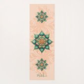 Bloemen Mandala Koraal Groen Classy Naam Monogram Yogamat (Achterkant)