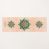 Bloemen Mandala Koraal Groen Classy Naam Monogram Yogamat (Voorkant (horizontaal))