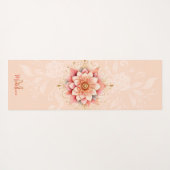 Bloemen Mandala koraal roze goud chique naam monog Yogamat (Achterkant (horizontaal))