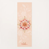 Bloemen Mandala koraal roze goud chique naam monog Yogamat (Voorkant)