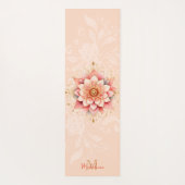 Bloemen Mandala koraal roze goud chique naam monog Yogamat (Achterkant)