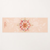 Bloemen Mandala koraal roze goud chique naam monog Yogamat (Voorkant (horizontaal))