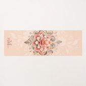 Bloemen Mandala Koraal Roze Mocha Chique Naam Mono Yogamat (Achterkant (horizontaal))