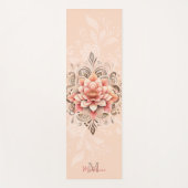 Bloemen Mandala Koraal Roze Mocha Chique Naam Mono Yogamat (Voorkant)