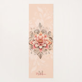 Bloemen Mandala Koraal Roze Mocha Chique Naam Mono Yogamat (Achterkant)