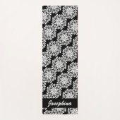  Bloemen Mandala Patroon Zwart Aangepaste Naam Yogamat (Voorkant)