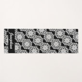  Bloemen Mandala Patroon Zwart Aangepaste Naam Yogamat (Voorkant (horizontaal))