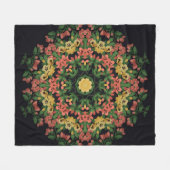 Bloemen mandala: rood, geel . fleece deken (Voorkant (Horizontaal))