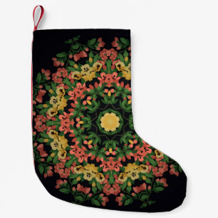 Bloemen mandala: rood, geel . kleine kerstsok