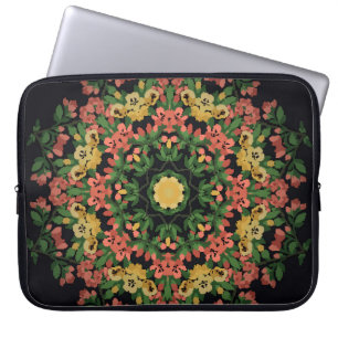 Bloemen mandala: rood, geel . laptop sleeve