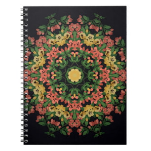 Bloemen mandala: rood, geel . notitieboek