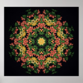 Bloemen mandala: rood, geel . poster (Voorkant)