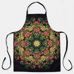 Bloemen mandala: rood, geel . schort