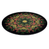 Bloemen mandala: rood, geel . snijplank (Hoek)