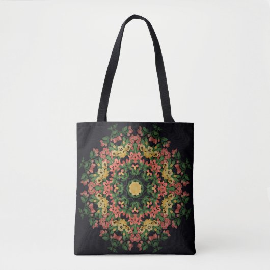 Bloemen mandala: rood, geel . tote bag (Voorkant)