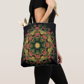 Bloemen mandala: rood, geel . tote bag (Dichtbij)