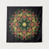 Bloemen mandala: rood, geel . wandkleed (Voorkant (horizontaal))