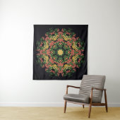 Bloemen mandala: rood, geel . wandkleed (In situ)
