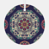 Bloemen Mandala: Sierlijk  Naadloos Glas Ornament (Achterkant)