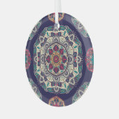 Bloemen Mandala: Sierlijk  Naadloos Glas Ornament (Voorkant links)