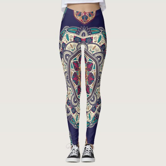 Bloemen Mandala: Sierlijk  Naadloos Leggings (Voorkant)