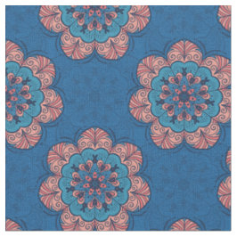 Bloemen Mandala Tegel in blauw & roze Stof