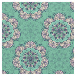 Bloemen Mandala Tegel in Mint & Lavendel Stof