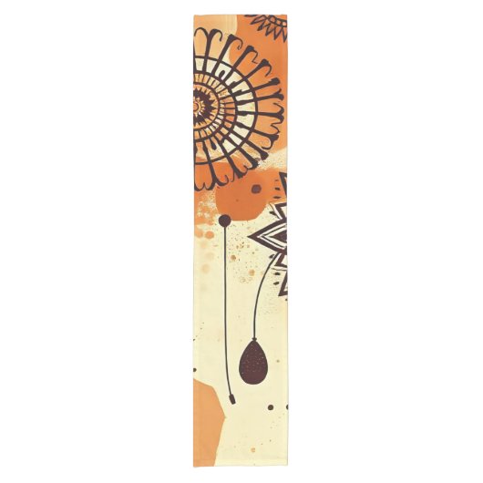 Bloemen Mandala Warm Rustiek Boho Tones Korte Tafelloper (Voorkant)