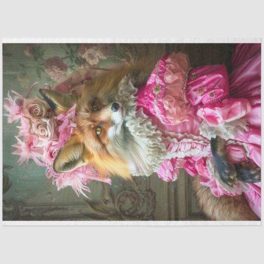 Bloemen Marie Antoinette Fox Decoupage Tissuepapier (Voorkant)